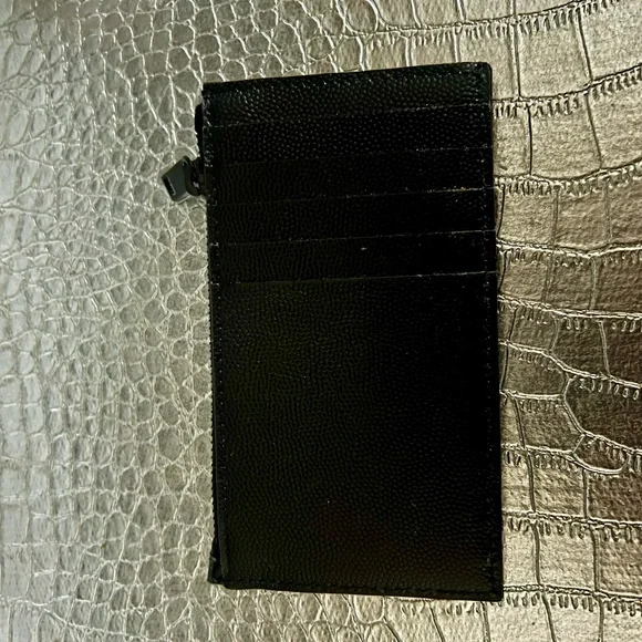 Yves Saint Laurent Black Chevron Card Holder - Picture 3 of 4